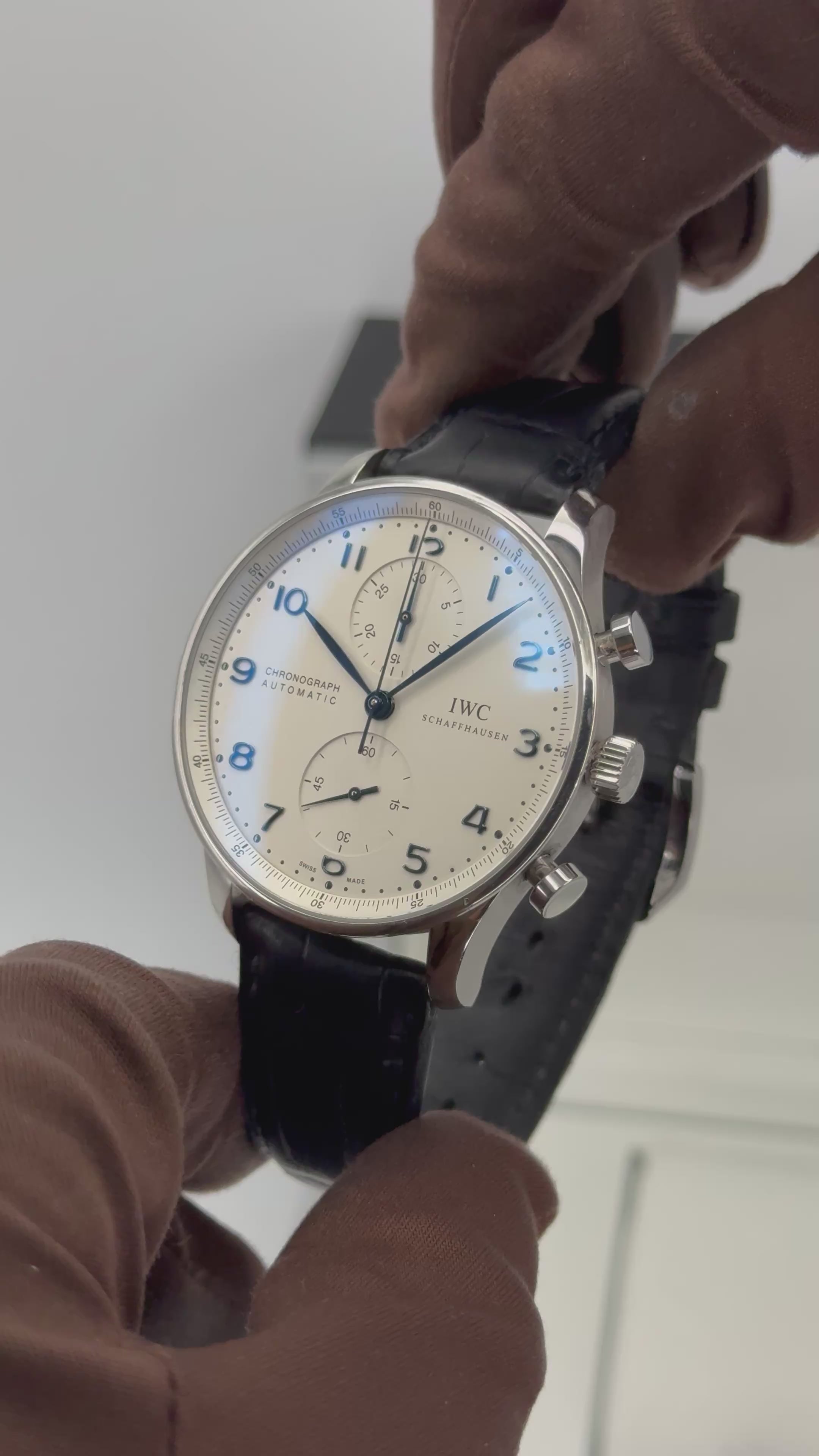 2010 IWC Portuguese Chronograph 41mm IW371417 Stainless Steel White Di