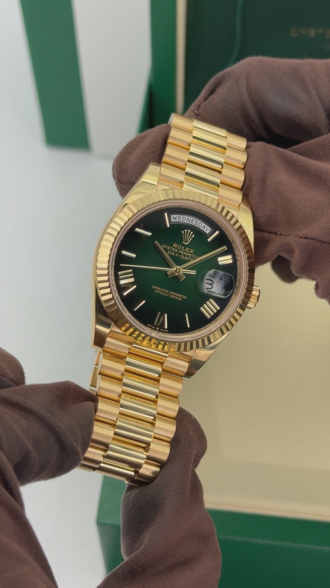 NEW 2026 Rolex Day-Date 40mm 228238 Presidential Green Ombre Dial