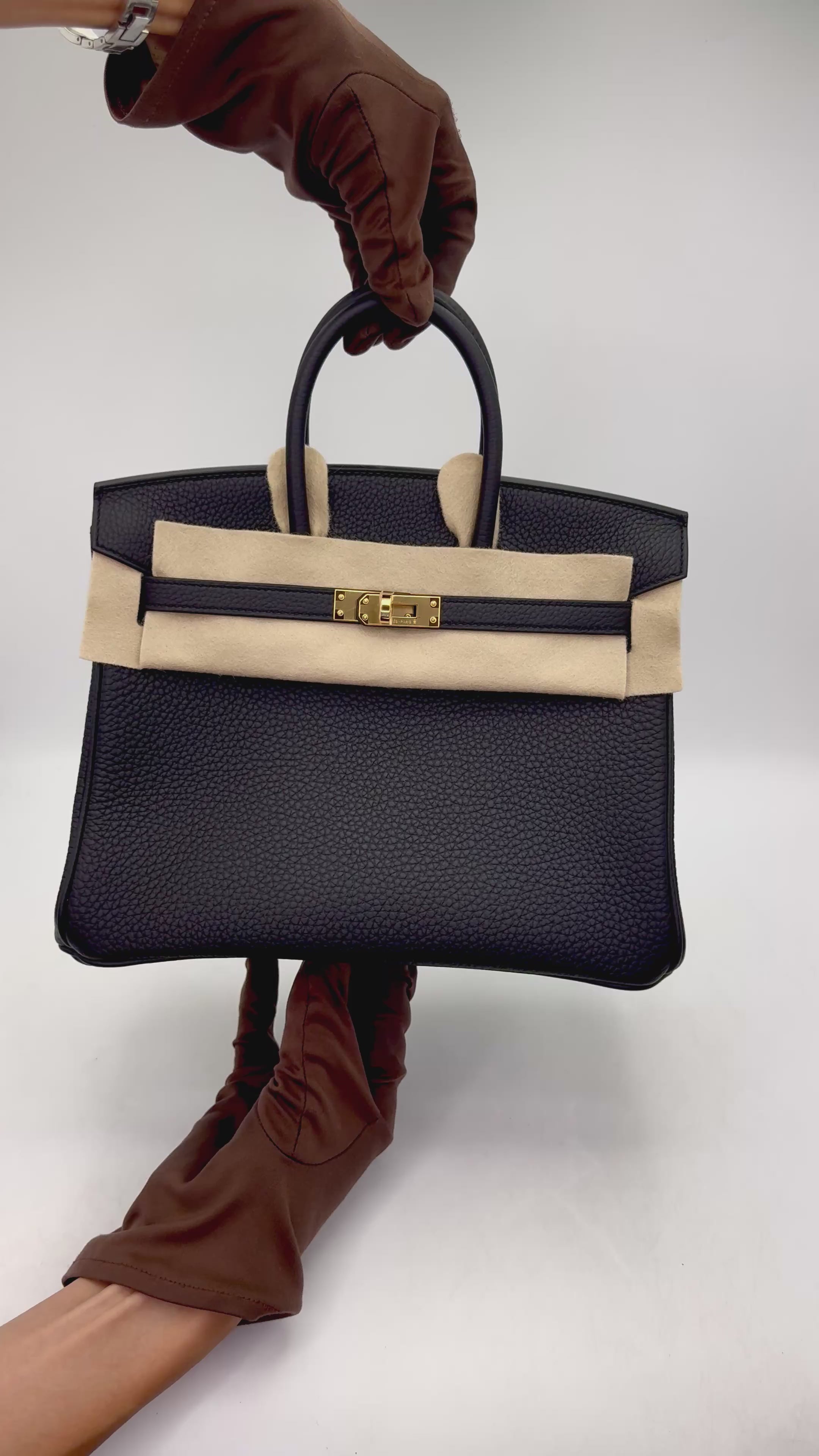 NEW 2026 Hermès Birkin 25 Handbag Togo Gold Hardware Noir (Black)