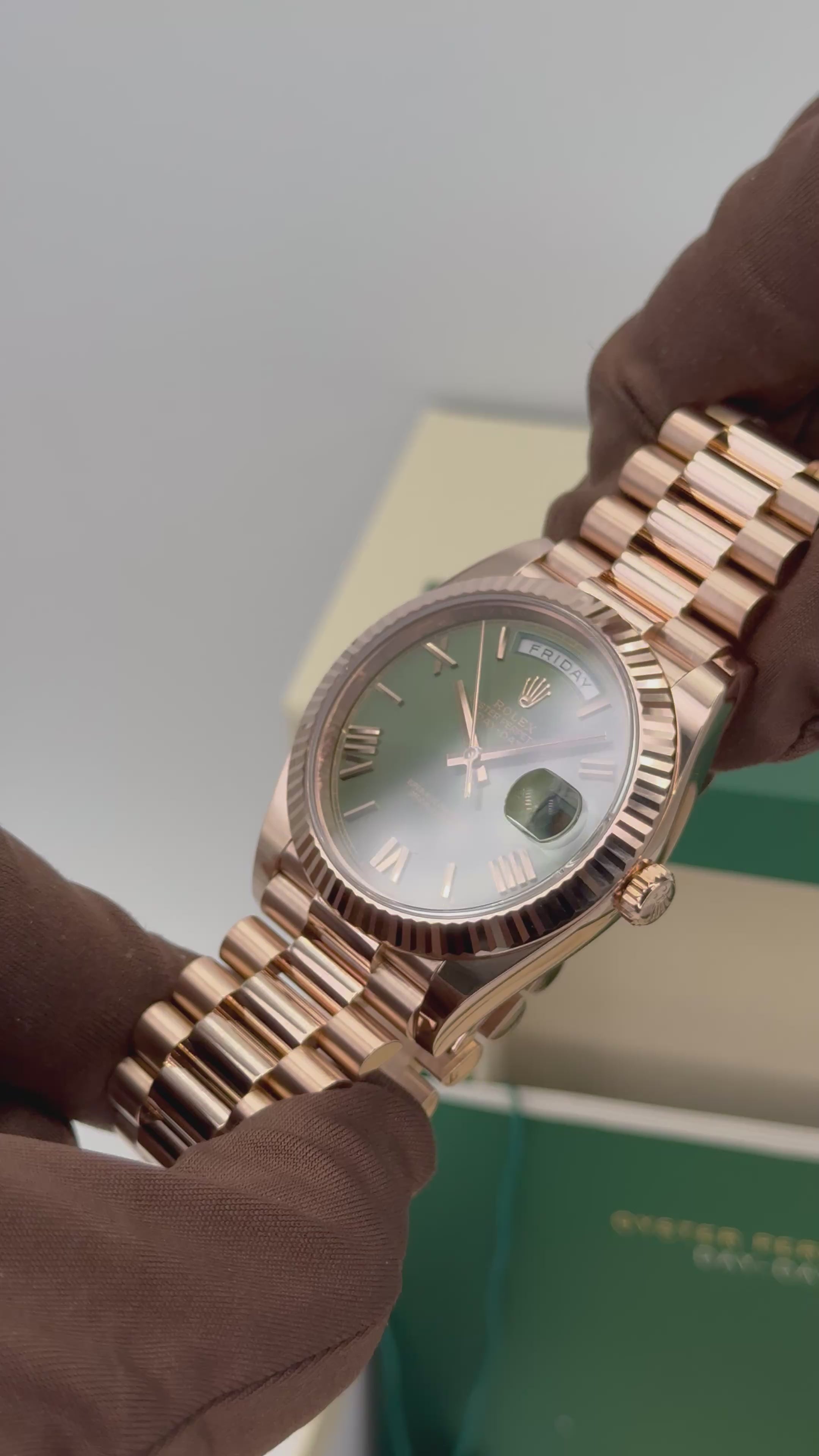 2017 Rolex Day-Date 40mm 228235 Presidential Rose Gold Olive Dial