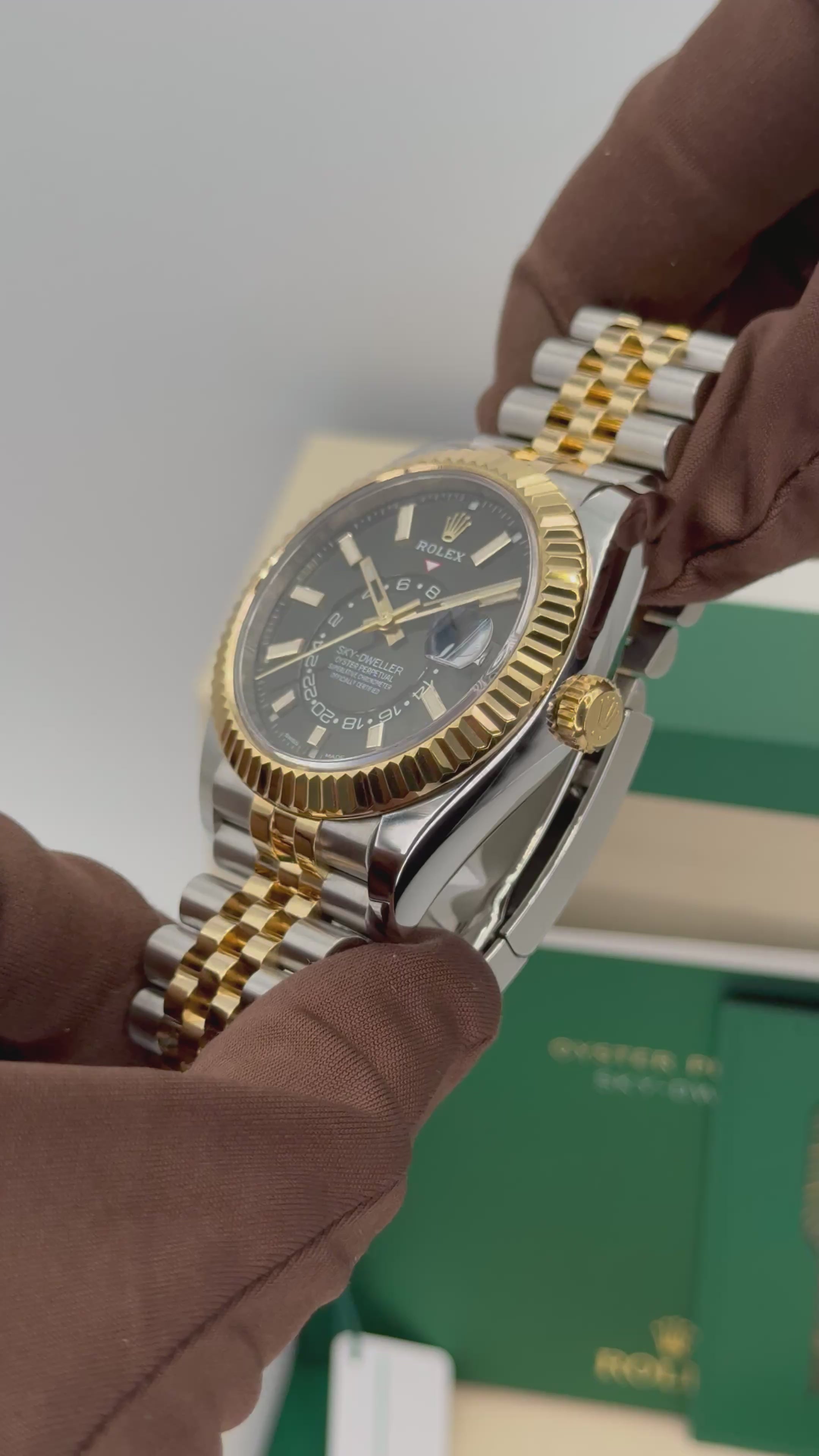 2022 Rolex Sky-Dweller 42mm 326933 Two-Tone Jubilee Black Dial