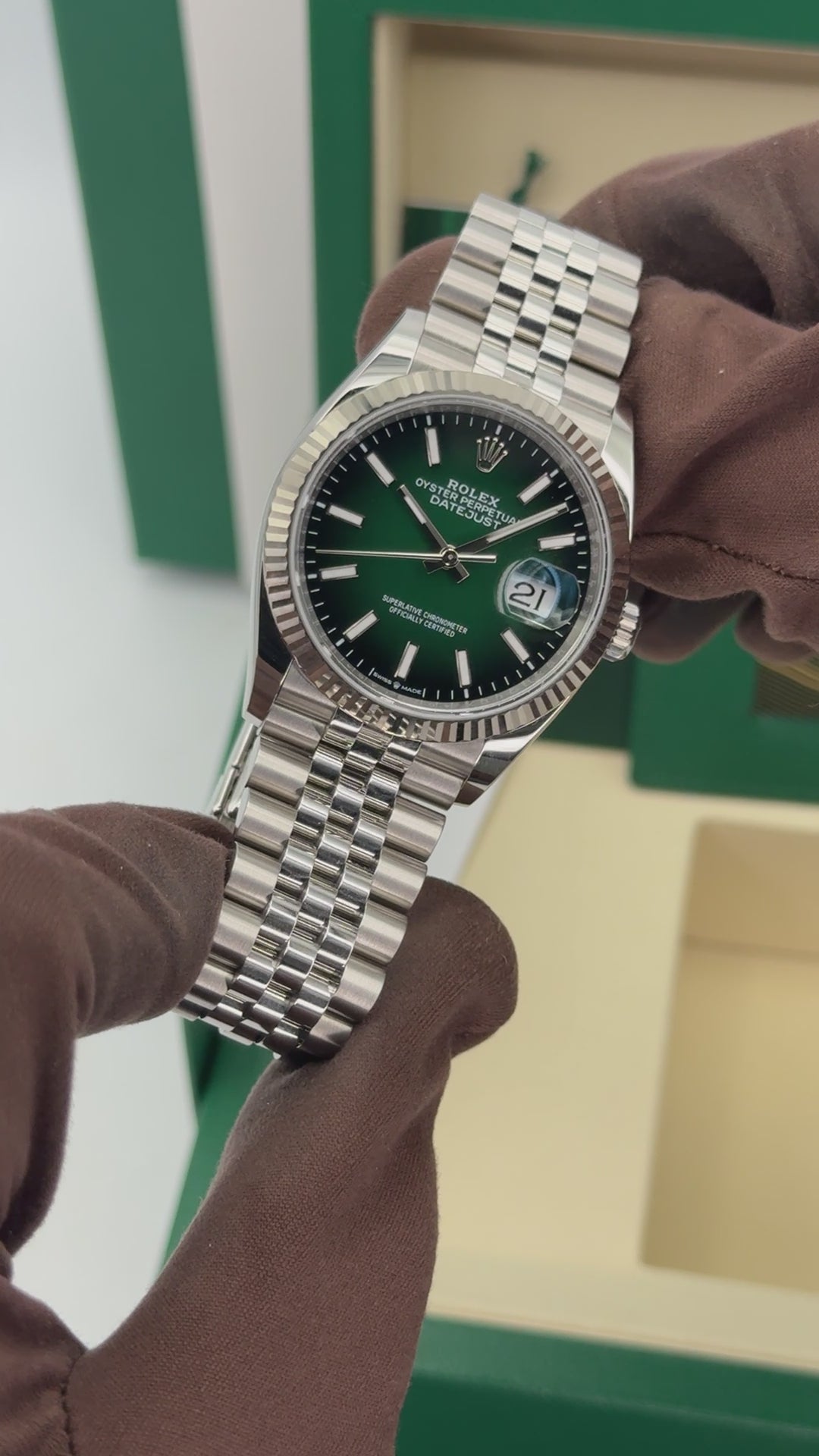 2026 Rolex Datejust 36mm 126234 Stainless Steel Jubilee Green Ombre Di