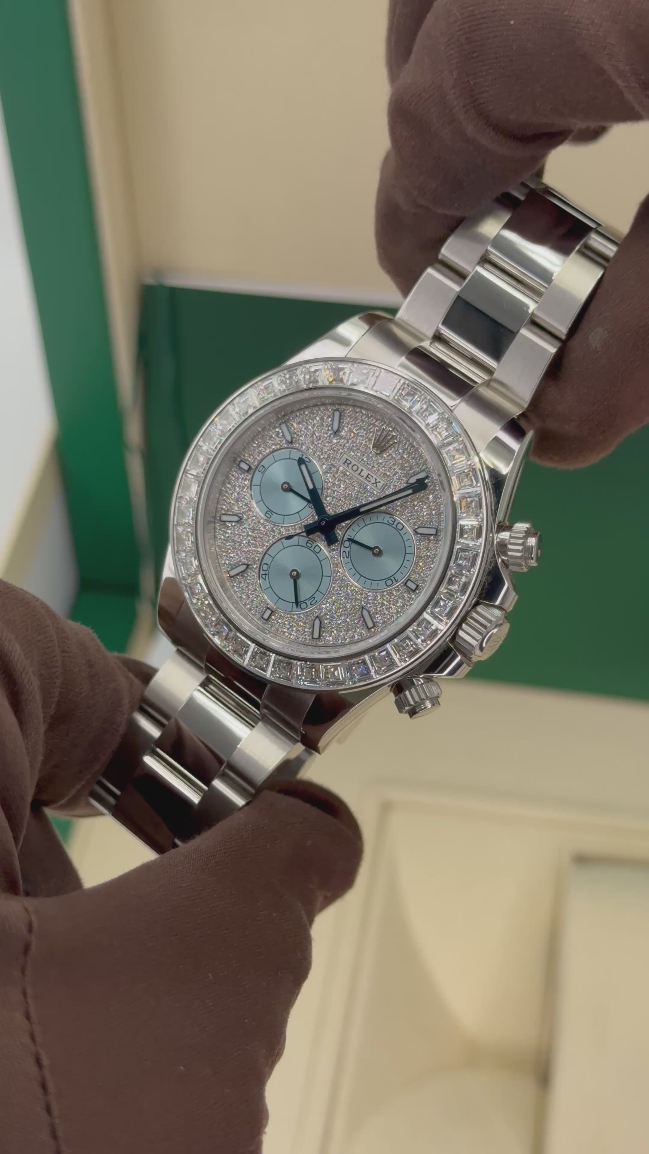 アクセサリー nino 2024 Rolex Daytona 40mm 126576TBR Platinum Diamond Bezel Diamond Paved