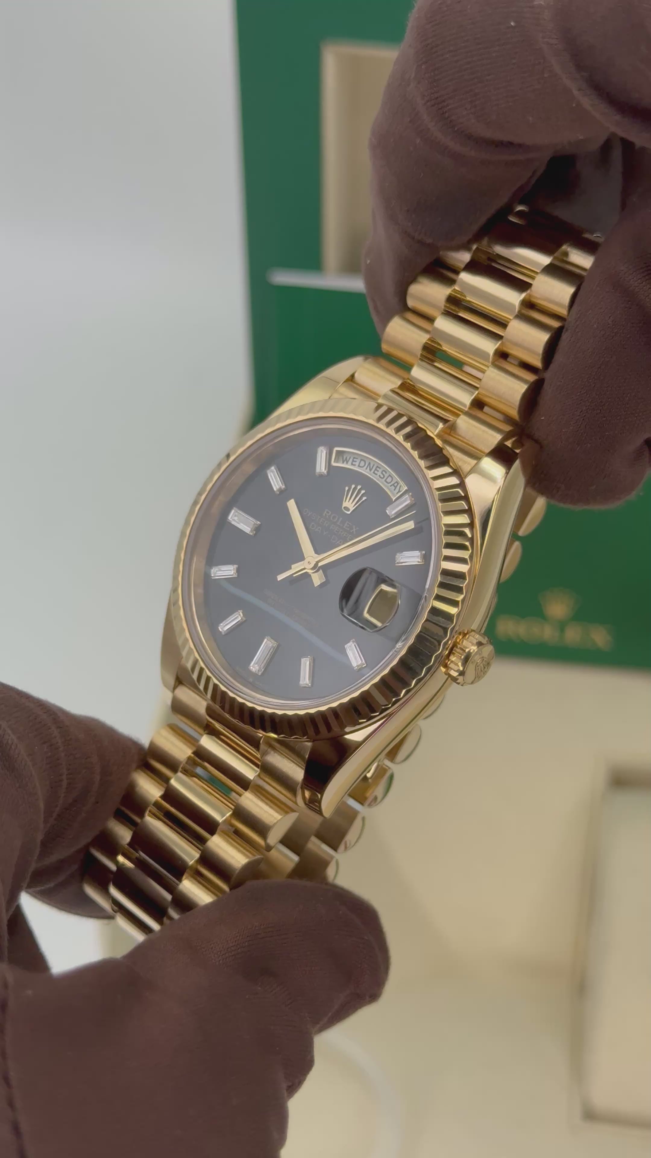 2024 Rolex Day-Date 40mm 228238 Yellow Gold Black Onyx Diamond Dial