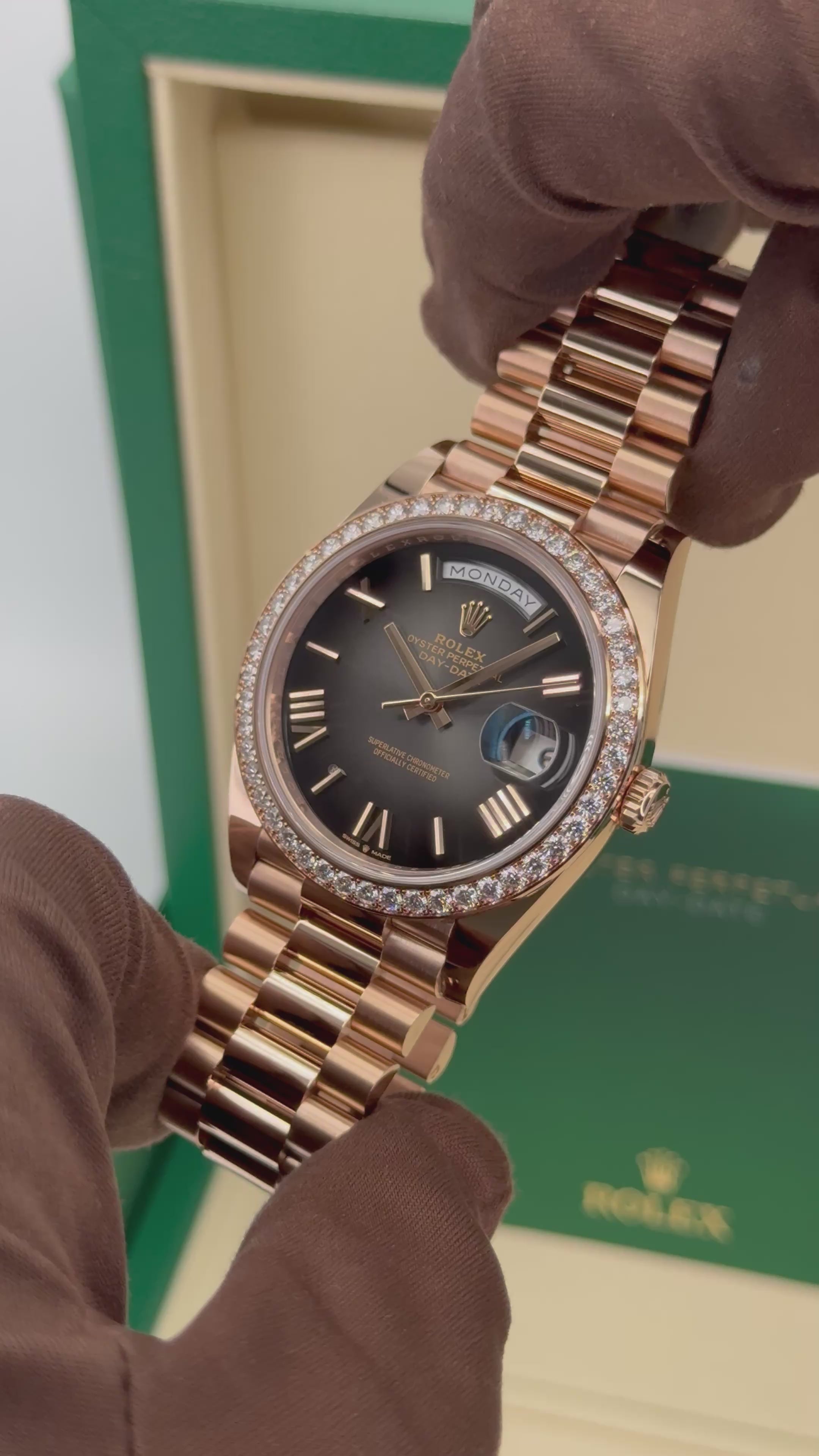 NEW 2025 Rolex Day-Date 40mm 228345RBR Rose Gold Slate Ombre Dial