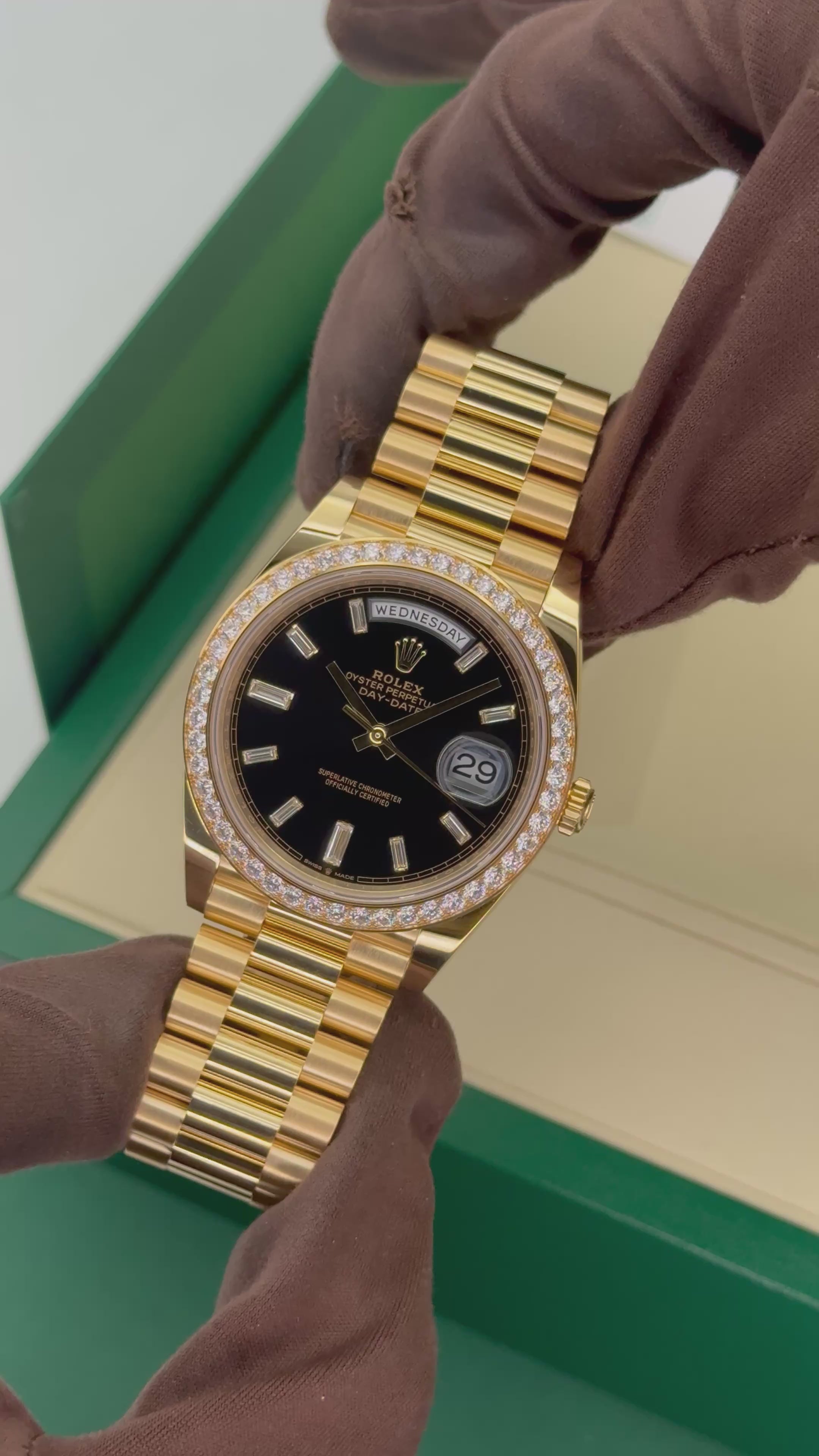 NEW 2026 Rolex Day-Date 40mm 228348RBR Black Diamond Baguette Dial