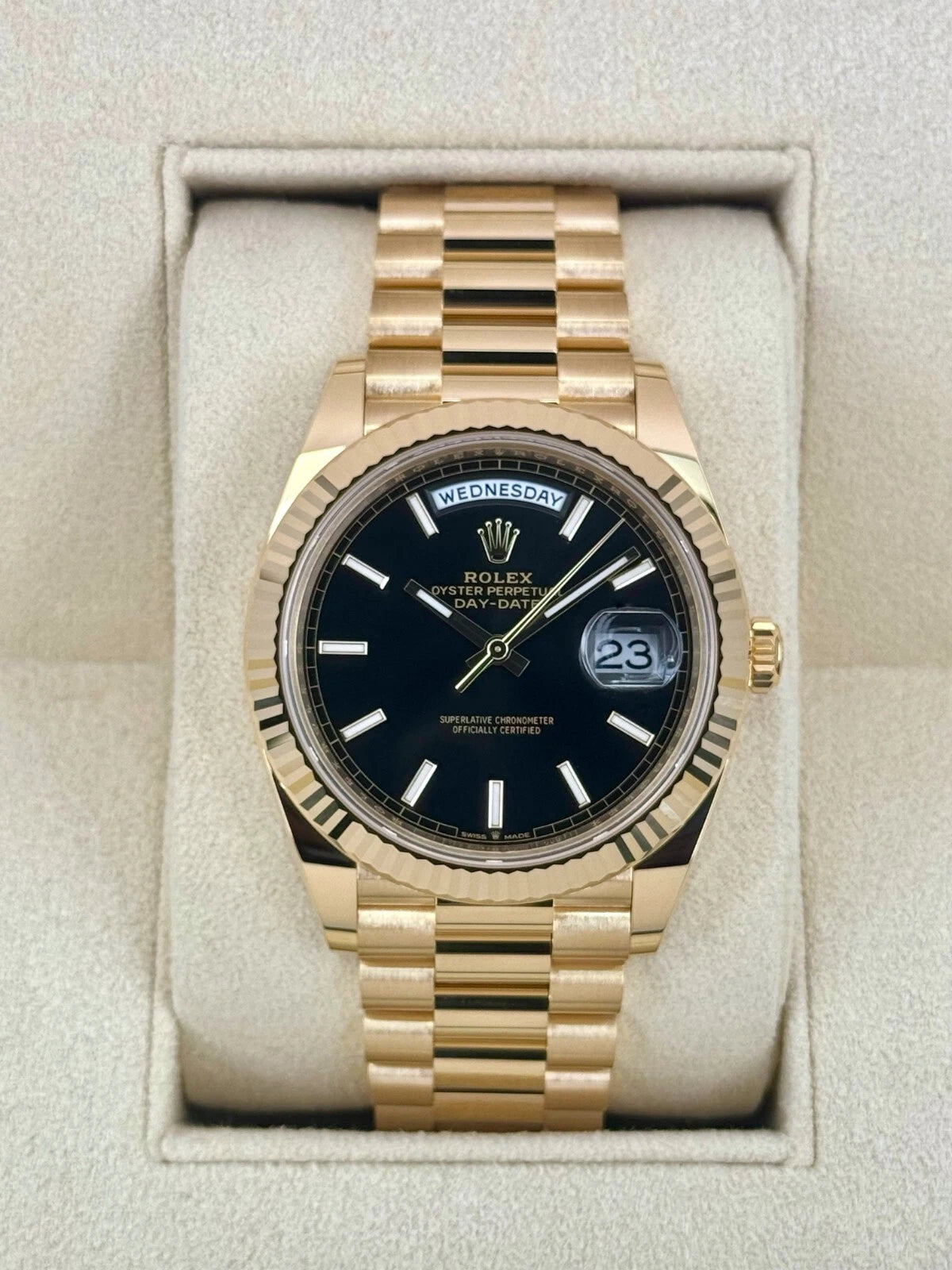 NEW 2025 Rolex Day-Date 40mm 228238 Yellow Gold Black Dial