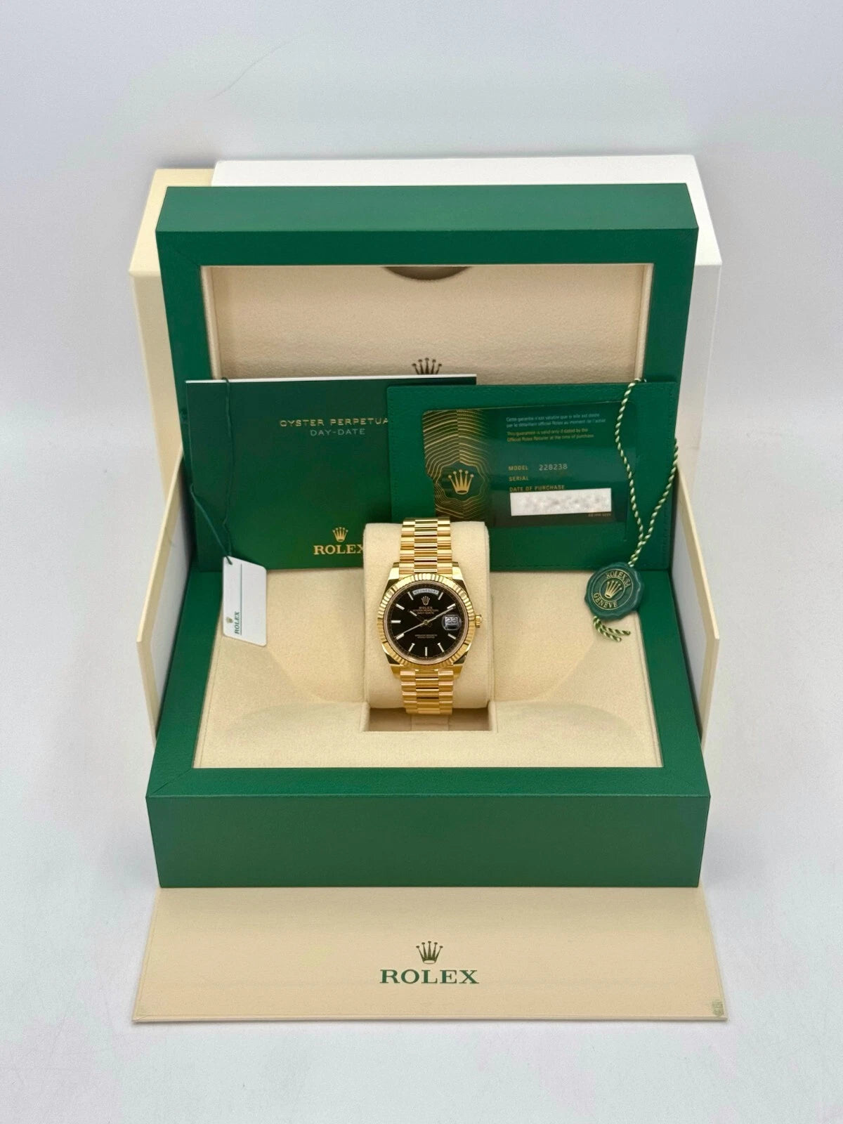 NEW 2025 Rolex Day-Date 40mm 228238 Yellow Gold Black Dial