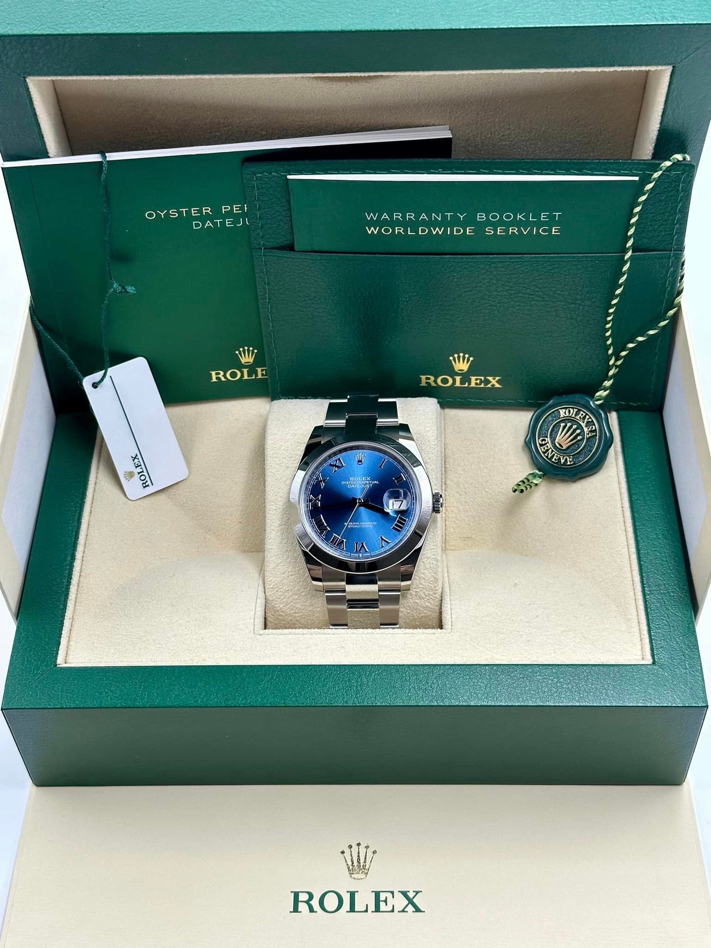 NEW Rolex 2023 Datejust 41mm 126300 Blue Roman Numeral Dial Oyster - MyWatchLLC