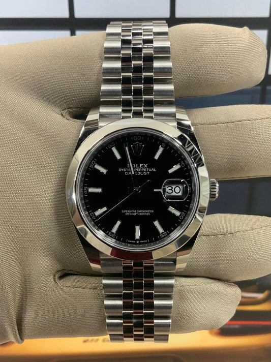 NEW 2022 Rolex Datejust 41mm 126300 SS Black Stick Dial Jubilee - MyWatchLLC