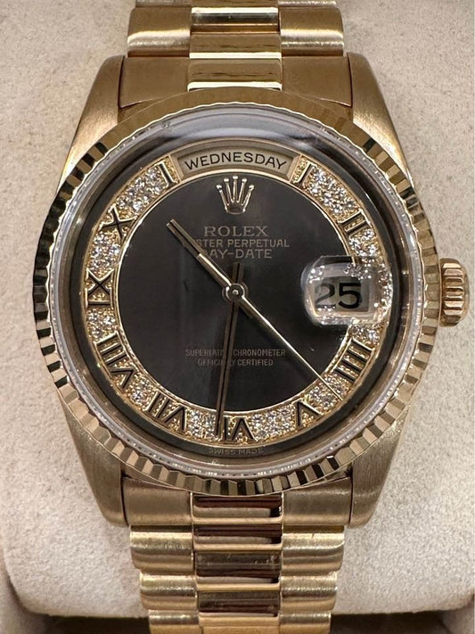 1995 Rolex Day-Date 36mm 18238 18ct Yellow Gold Rare Myriad Dial - MyWatchLLC