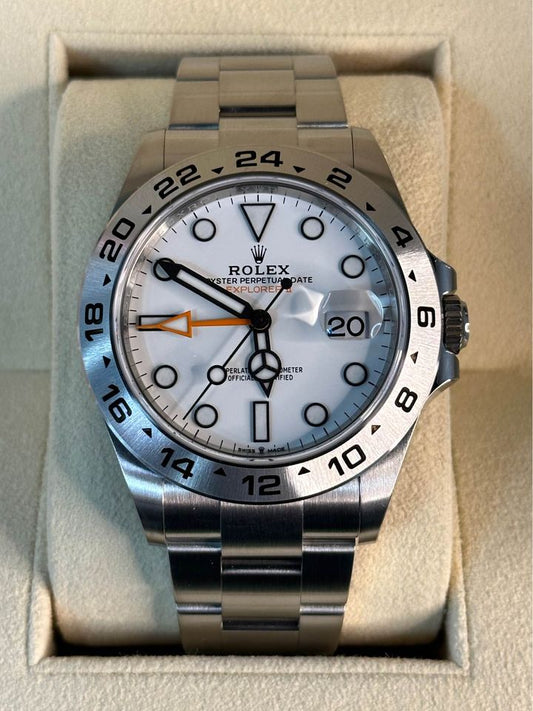 NEW 2023 Rolex Explorer II 226570 Stainless Steel White Dial Oyster - MyWatchLLC