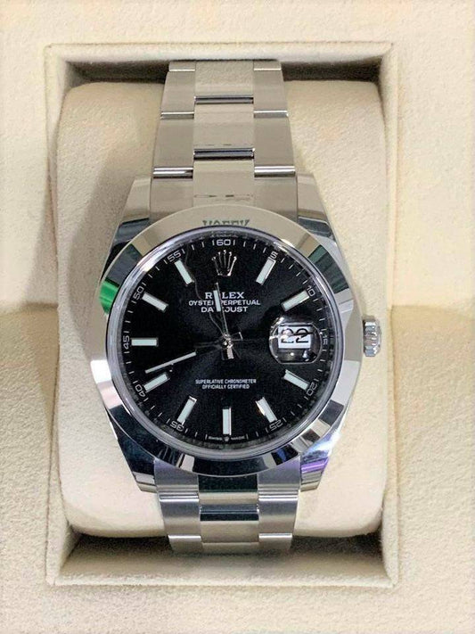 2021 Rolex Datejust 41mm 126300 Stainless Steel Black Dial Oyster Bracelet with Box & papers - MyWatchLLC