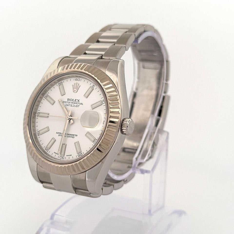 2013 Rolex Datejust II 41mm 116334 Stainless Steel White Stick Dial - MyWatchLLC