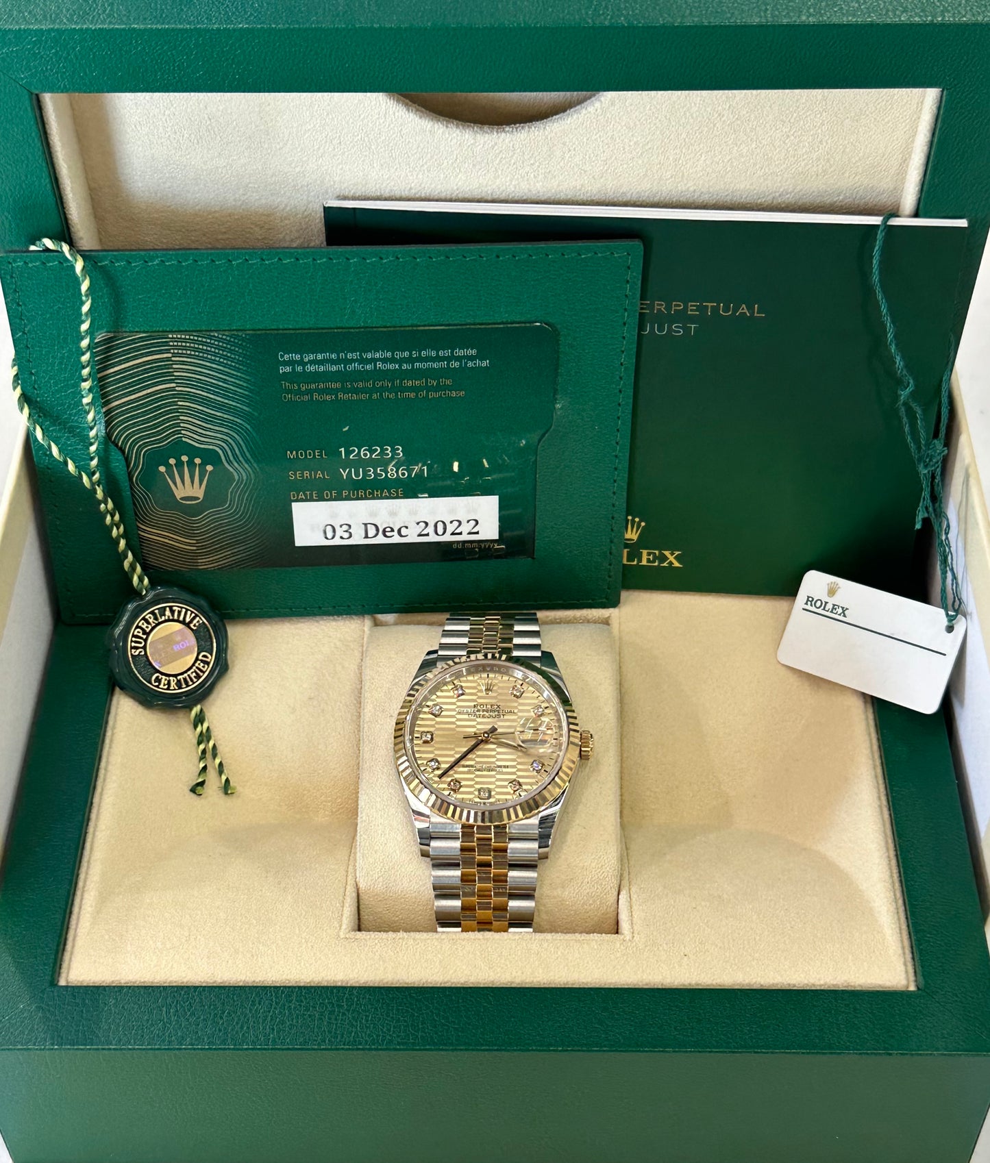 2022 Rolex Datejust 36mm 126233 Two-Tone Gold/SS Champagne Jubilee - MyWatchLLC