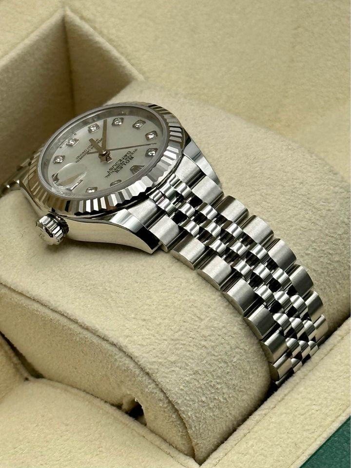 NEW 2022 Rolex Lady-Datejust 28mm 279174 Diamond Mother of Pearl Dial - MyWatchLLC