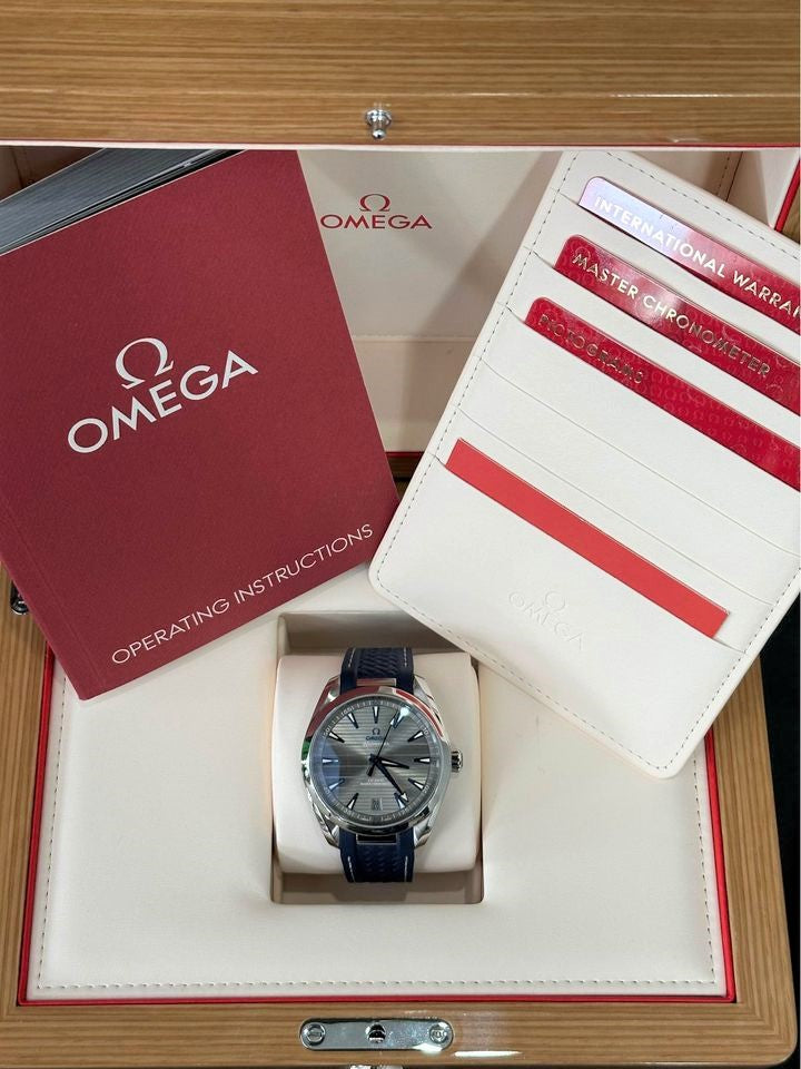 2022 Omega Seamaster Aqua Terra 41mm Grey Dial Blue Rubber Strap with SST Deployment Clasp - MyWatchLLC