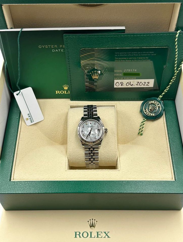 NEW 2022 Rolex Lady-Datejust 28mm 279174 Diamond Mother of Pearl Dial - MyWatchLLC