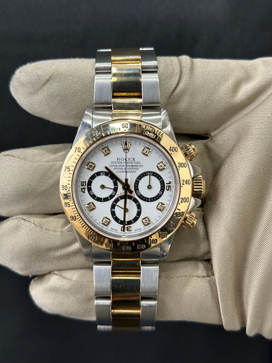 1991 Rolex Daytona 16523 Two-Tone Gold/Stainless Steel Zenith White Diamond Dial - MyWatchLLC