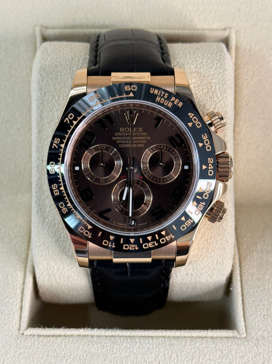 2011 Rolex Daytona 116515LN Rose Gold Chocolate Arabic Dial Complete - MyWatchLLC