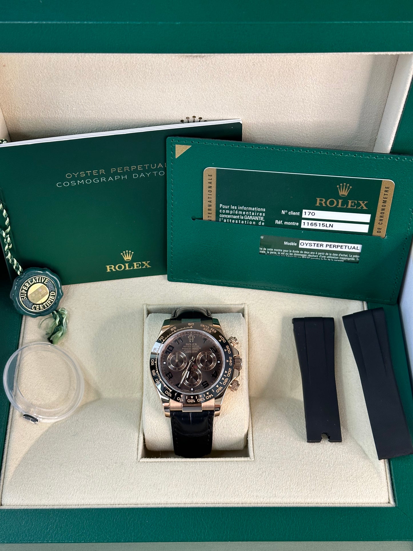 2011 Rolex Daytona 116515LN Rose Gold Chocolate Arabic Dial Complete - MyWatchLLC