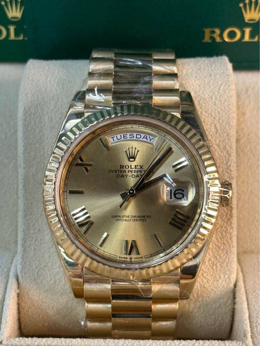Rolex Day-Date 40mm 228238 18ct Yellow Gold Champagne Roman Numeral Dial with Box no Card - MyWatchLLC